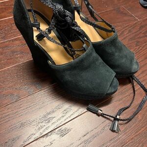 Michael Kors Navy 4.5" Tie Up Wedges